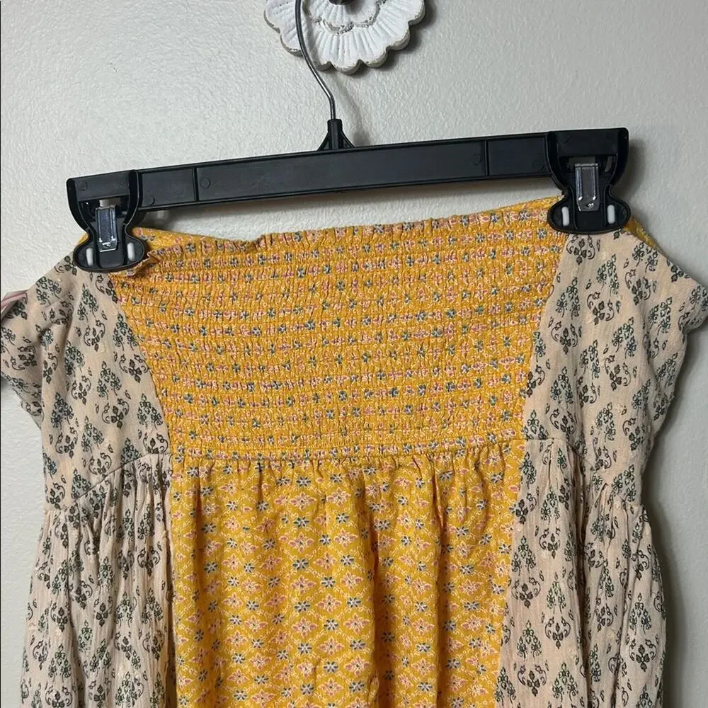 Free People Across the Sea tunic mini dress in yellow NWT